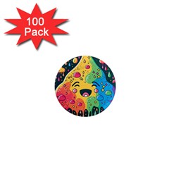 Rainbows Drip Dripping Paint Happy 1  Mini Magnets (100 Pack)  by Ravend