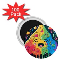 Rainbows Drip Dripping Paint Happy 1 75  Magnets (100 Pack)  by Ravend