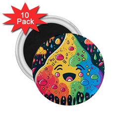 Rainbows Drip Dripping Paint Happy 2 25  Magnets (10 Pack)  by Ravend