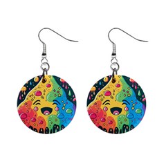 Rainbows Drip Dripping Paint Happy Mini Button Earrings by Ravend