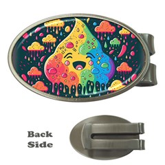 Rainbows Drip Dripping Paint Happy Money Clips (oval)  by Ravend