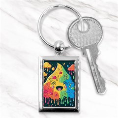 Rainbows Drip Dripping Paint Happy Key Chain (rectangle) by Ravend