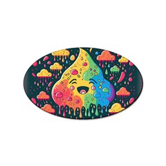 Rainbows Drip Dripping Paint Happy Sticker (oval) by Ravend