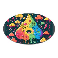 Rainbows Drip Dripping Paint Happy Oval Magnet by Ravend