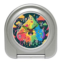 Rainbows Drip Dripping Paint Happy Travel Alarm Clock by Ravend