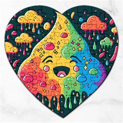 Rainbows Drip Dripping Paint Happy Jigsaw Puzzle (heart) by Ravend