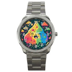 Rainbows Drip Dripping Paint Happy Sport Metal Watch by Ravend