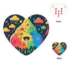 Rainbows Drip Dripping Paint Happy Playing Cards Single Design (heart) by Ravend