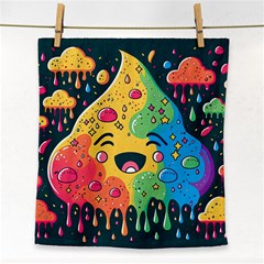 Rainbows Drip Dripping Paint Happy Face Towel by Ravend