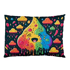 Rainbows Drip Dripping Paint Happy Pillow Case by Ravend