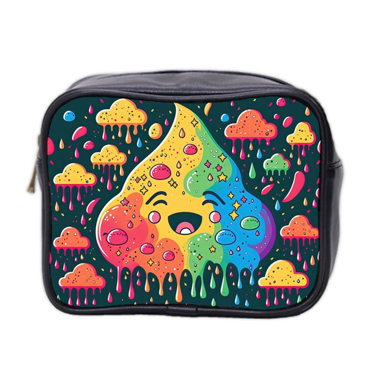 Rainbows Drip Dripping Paint Happy Mini Toiletries Bag (Two Sides)