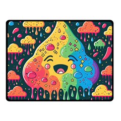 Rainbows Drip Dripping Paint Happy One Side Fleece Blanket (small) by Ravend