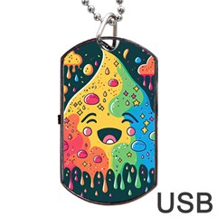 Rainbows Drip Dripping Paint Happy Dog Tag Usb Flash (one Side) by Ravend