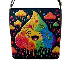 Rainbows Drip Dripping Paint Happy Flap Closure Messenger Bag (l) by Ravend