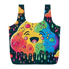 Rainbows Drip Dripping Paint Happy Full Print Recycle Bag (l) by Ravend