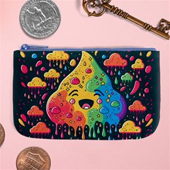 Rainbows Drip Dripping Paint Happy Large Coin Purse by Ravend