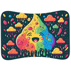 Rainbows Drip Dripping Paint Happy Velour Seat Head Rest Cushion by Ravend