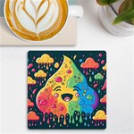 Rainbows Drip Dripping Paint Happy UV Print Square Tile Coaster  Front