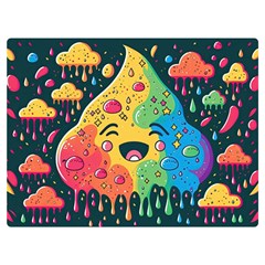 Rainbows Drip Dripping Paint Happy One Side Premium Plush Fleece Blanket (extra Small)