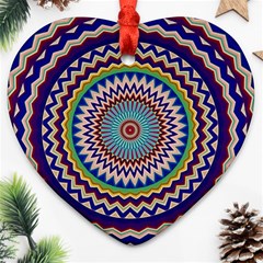 Kaleidoscope Geometric Circles Heart Ornament (two Sides) by Ravend