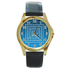 Network Social Abstract Round Gold Metal Watch by Ravend