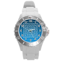 Network Social Abstract Round Plastic Sport Watch (L)