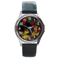 Abstract Painting Colorful Round Metal Watch by Ravend