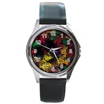 Abstract Painting Colorful Round Metal Watch Front