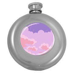 Sky Nature Sunset Clouds Space Fantasy Sunrise Round Hip Flask (5 oz)