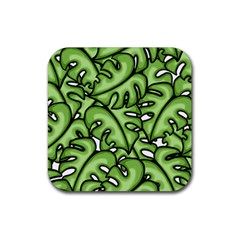 Leaves Nature Monstera Seamless Pattern Repeating Rubber Coaster (square) by Ravend