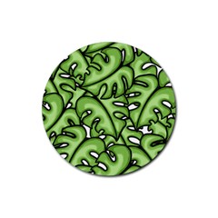 Leaves Nature Monstera Seamless Pattern Repeating Rubber Coaster (round) by Ravend