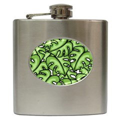 Leaves Nature Monstera Seamless Pattern Repeating Hip Flask (6 Oz) by Ravend