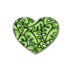 Leaves Nature Monstera Seamless Pattern Repeating Rubber Coaster (heart) by Ravend