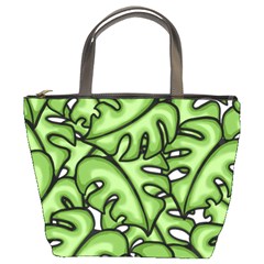 Leaves Nature Monstera Seamless Pattern Repeating Bucket Bag by Ravend