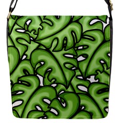 Leaves Nature Monstera Seamless Pattern Repeating Flap Closure Messenger Bag (s) by Ravend