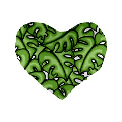 Leaves Nature Monstera Seamless Pattern Repeating Standard 16  Premium Flano Heart Shape Cushions by Ravend