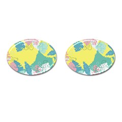 Plants Leaves Border Frame Wallpaper Background Cufflinks (oval) by Ravend