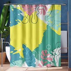 Plants Leaves Border Frame Wallpaper Background Shower Curtain 60  X 72  (medium)  by Ravend