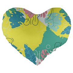 Plants Leaves Border Frame Wallpaper Background Large 19  Premium Flano Heart Shape Cushions by Ravend