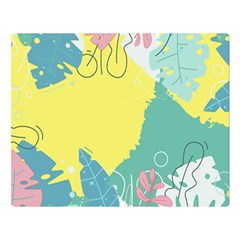 Plants Leaves Border Frame Wallpaper Background Premium Plush Fleece Blanket (large) by Ravend