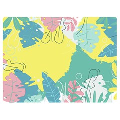 Plants Leaves Border Frame Wallpaper Background One Side Premium Plush Fleece Blanket (extra Small) by Ravend