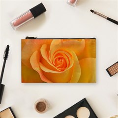 Flower Plant Rose Nature Garden Orange Macro Cosmetic Bag (small) by Ravend