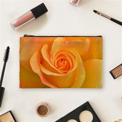 Flower Plant Rose Nature Garden Orange Macro Cosmetic Bag (medium) by Ravend