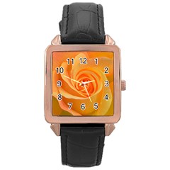 Flower Plant Rose Nature Garden Orange Macro Rose Gold Leather Watch 