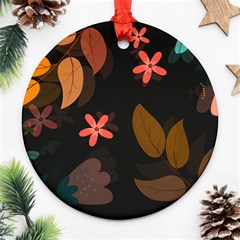 Flowers Leaves Background Floral Plants Foliage Ornament (round) by Ravend