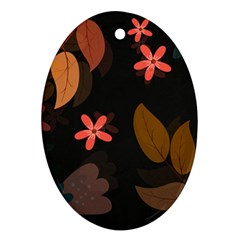 Flowers Leaves Background Floral Plants Foliage Ornament (oval)