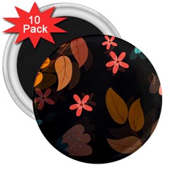 Flowers Leaves Background Floral Plants Foliage 3  Magnets (10 Pack)  by Ravend