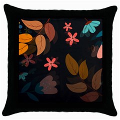 Flowers Leaves Background Floral Plants Foliage Throw Pillow Case (black) by Ravend