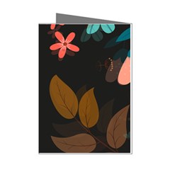 Flowers Leaves Background Floral Plants Foliage Mini Greeting Cards (pkg Of 8) by Ravend