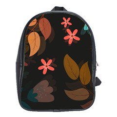 Flowers Leaves Background Floral Plants Foliage School Bag (large) by Ravend